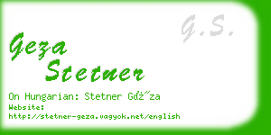 geza stetner business card